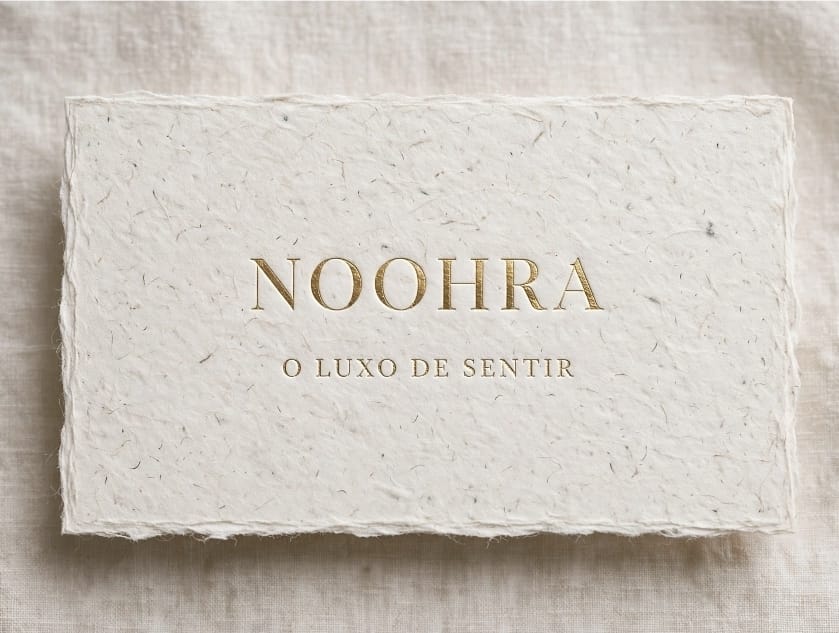 Identidade NOOHRA em papel artesanal